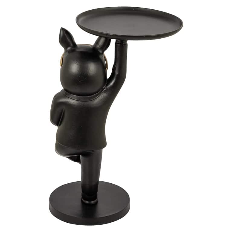 Richmond Interiors Black & Gold French Bulldog Butler Side Table